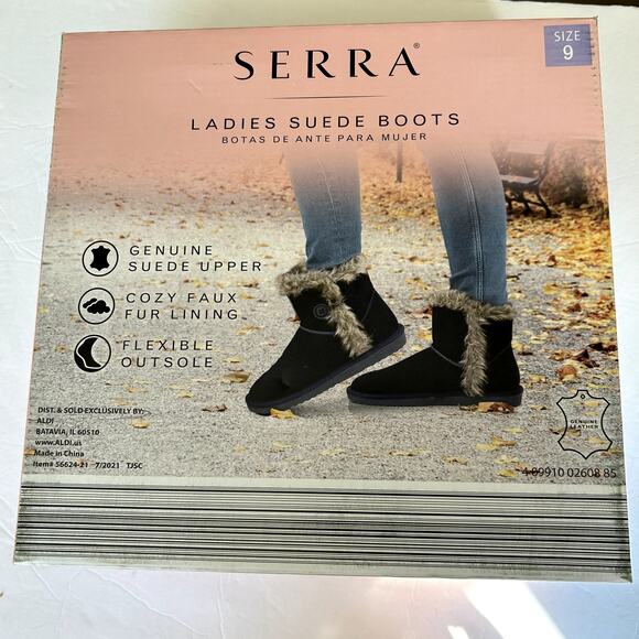 NIB Serra Black Ankle Boots with Fur Trim - Picture 13 of 14